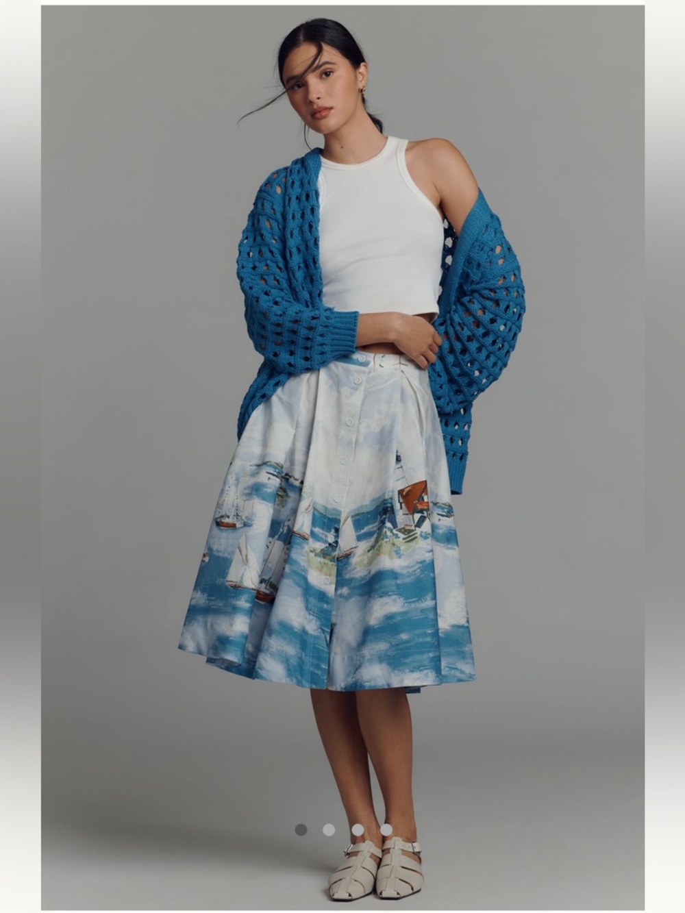 Anthropologie Skirt with Boat/Coastline Print